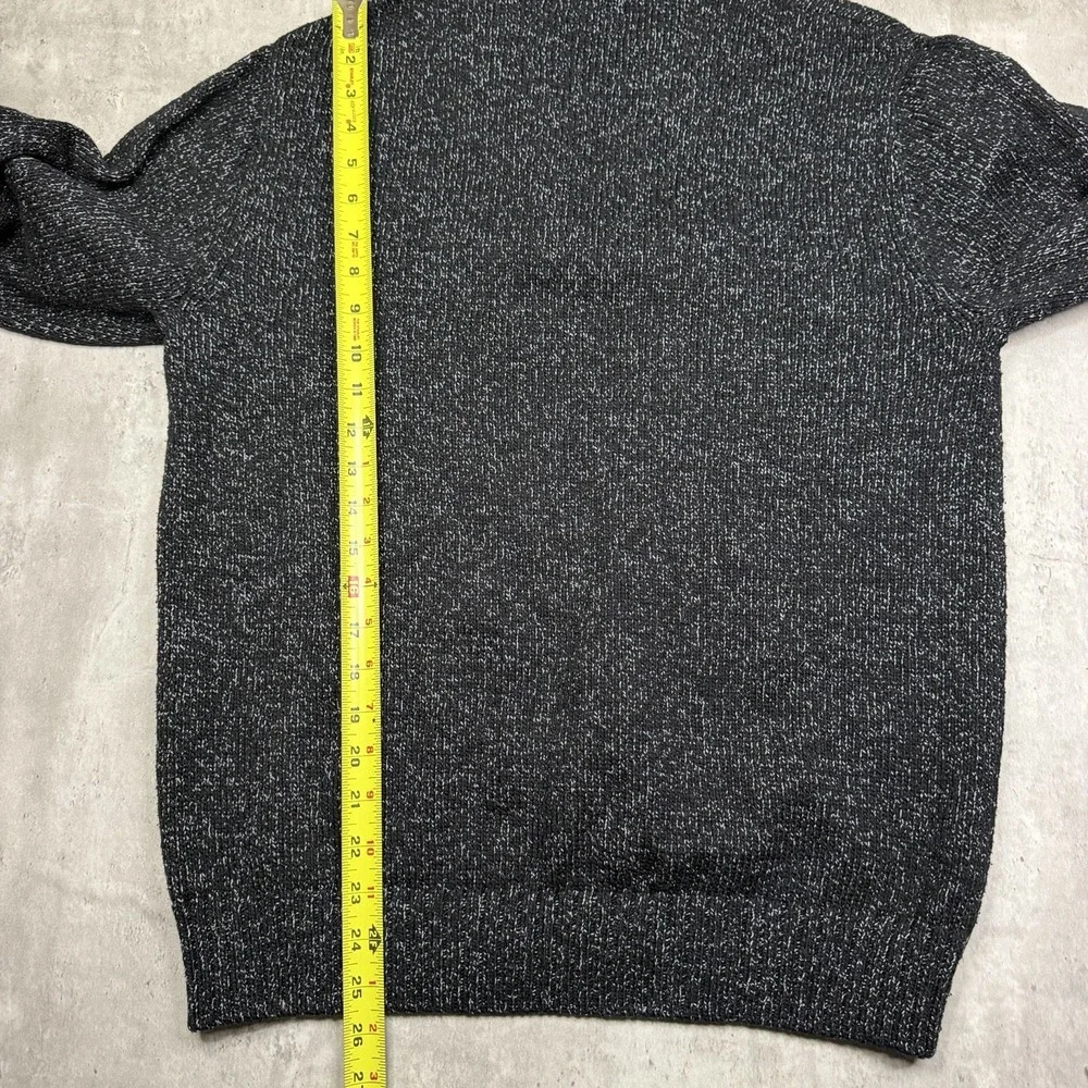 Chaps Ralph Lauren Speckled Black 1/4 Zip Knit Sweater Pullover Men's Medium
